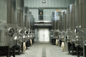 Modern winery fermenting facility.